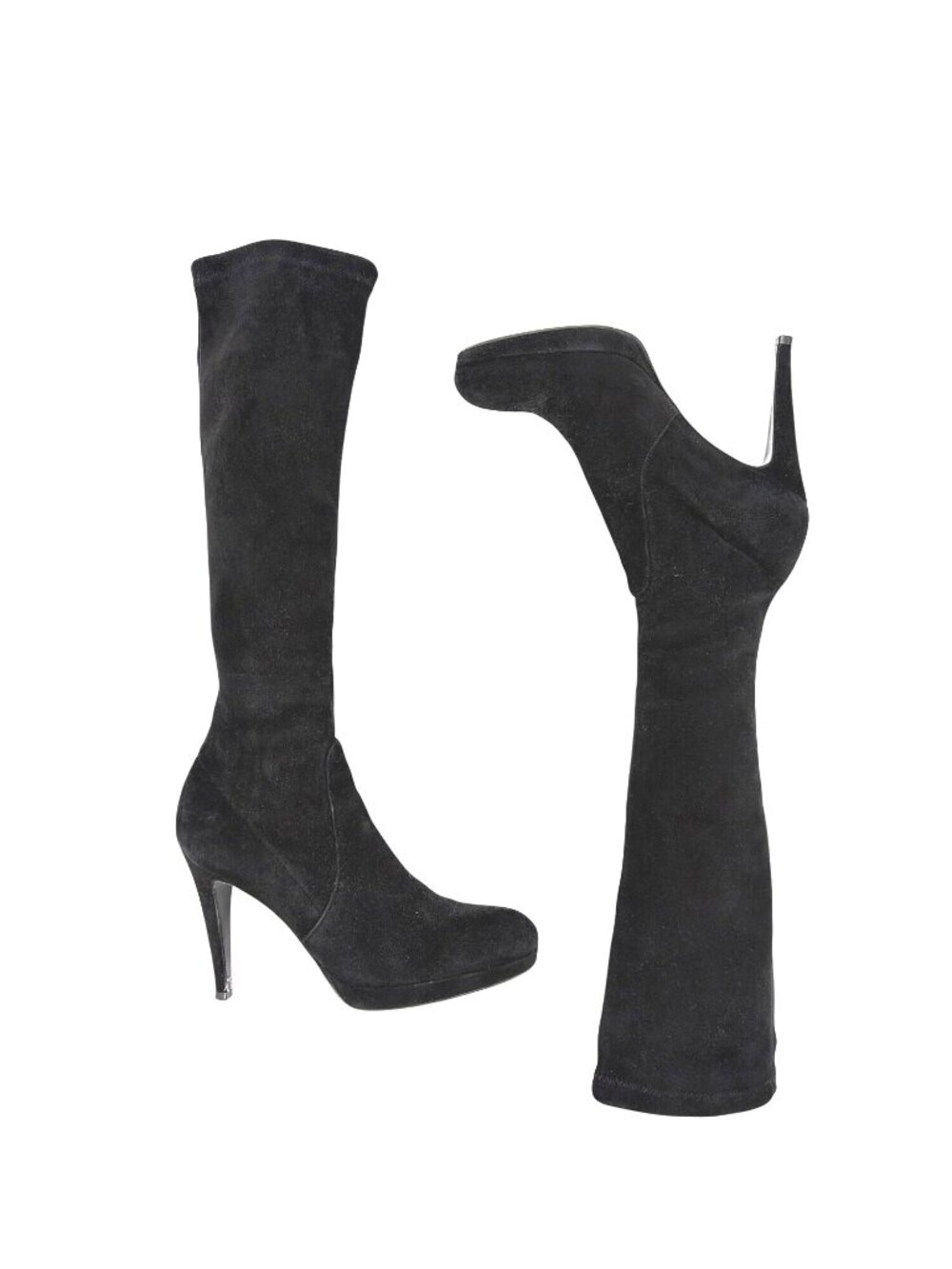 L.K. Bennett Belle Black Suede Womens Knee-High Stiletto Heel Boots Womens 7 - Picture 2 of 9